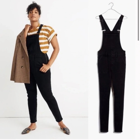 Madewell Black Skinny Denim Overalls - Picture 1 of 12